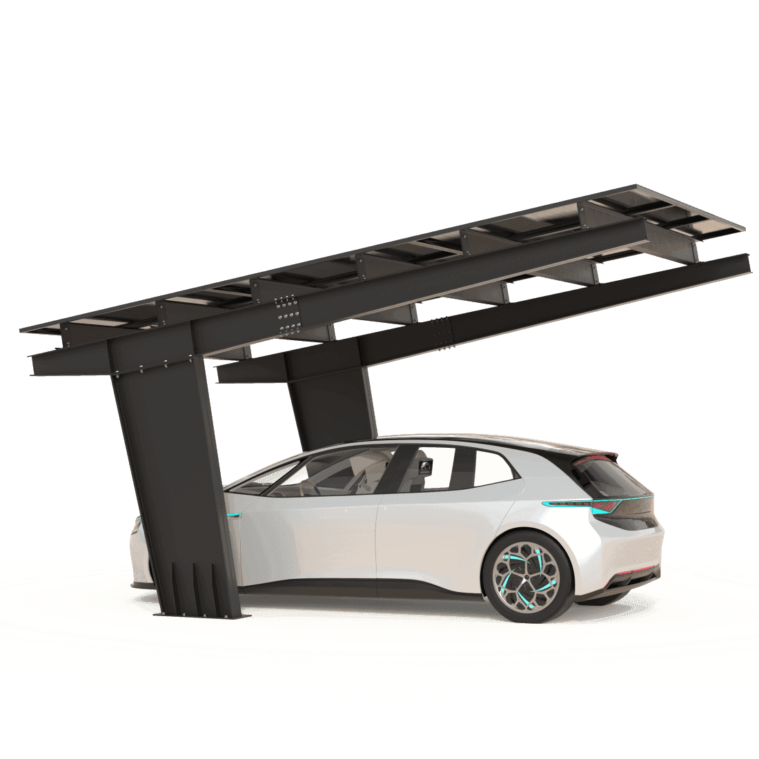 Carport cu panouri fotovoltaice MODEL01, 1 loc — imagine 2
