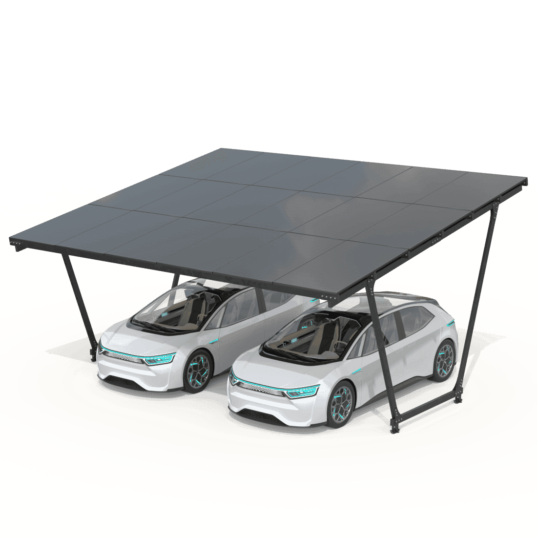 Carport cu panouri fotovoltaice MODEL02, 2 locuri
