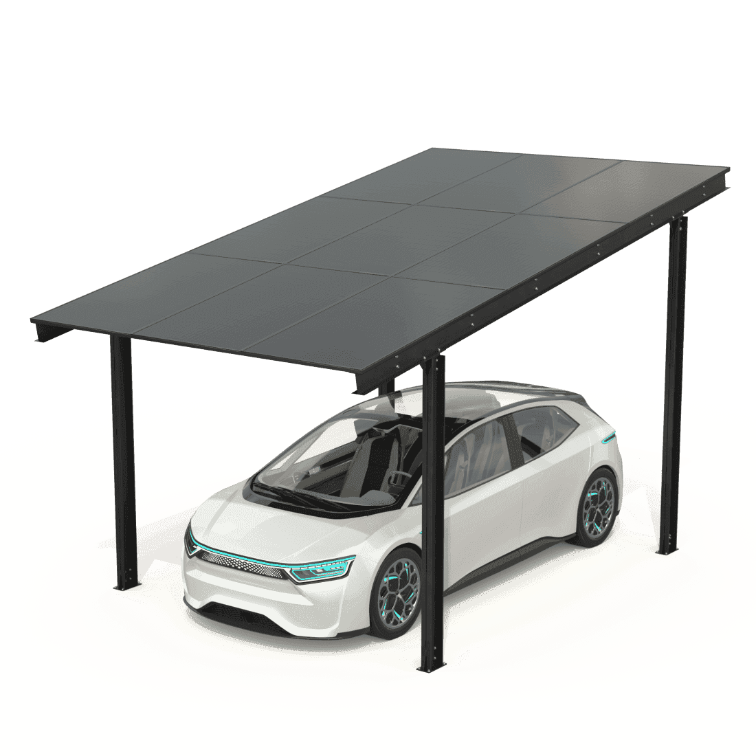 Carport cu panouri fotovoltaice MODEL05, 1 loc