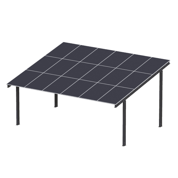 Carport cu panouri fotovoltaice MODEL05, 2 locuri