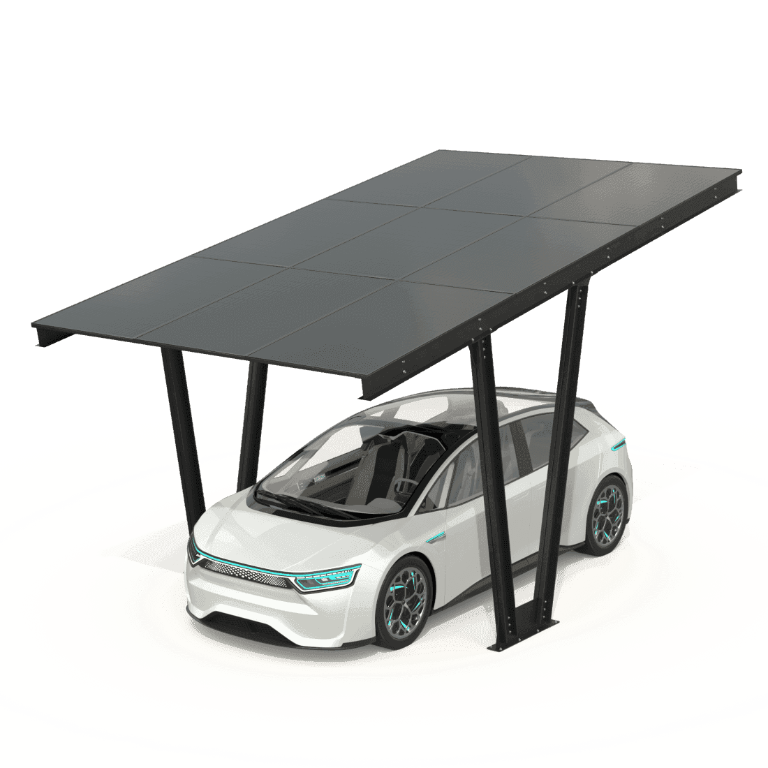 Carport cu panouri fotovoltaice MODEL06, 1 loc