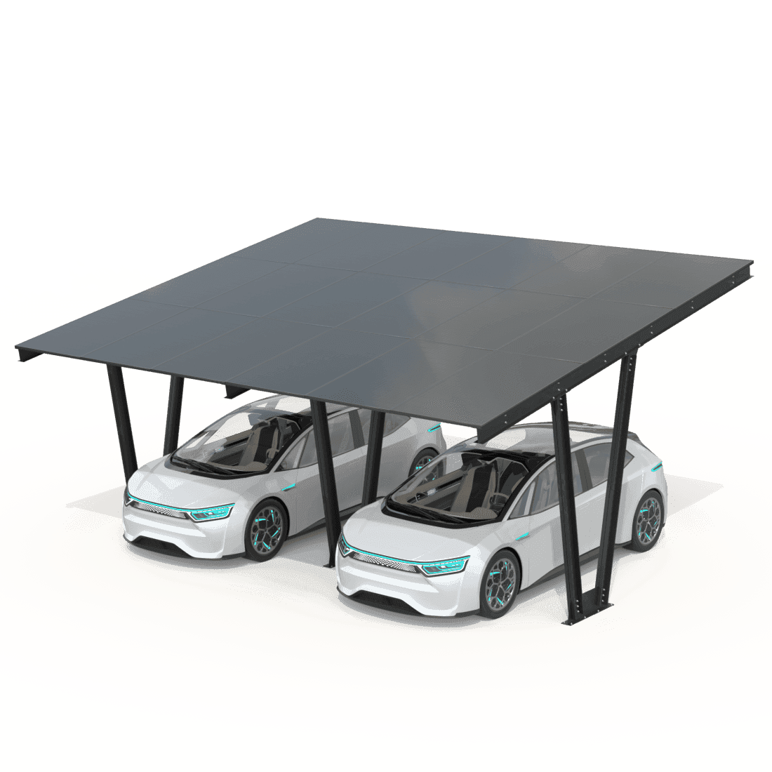 Carport cu panouri fotovoltaice MODEL06, 2 locuri
