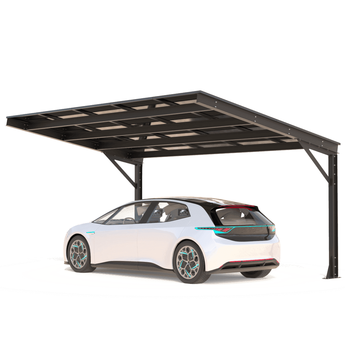 Carport cu panouri fotovoltaice MODEL07, 1 loc — imagine 2