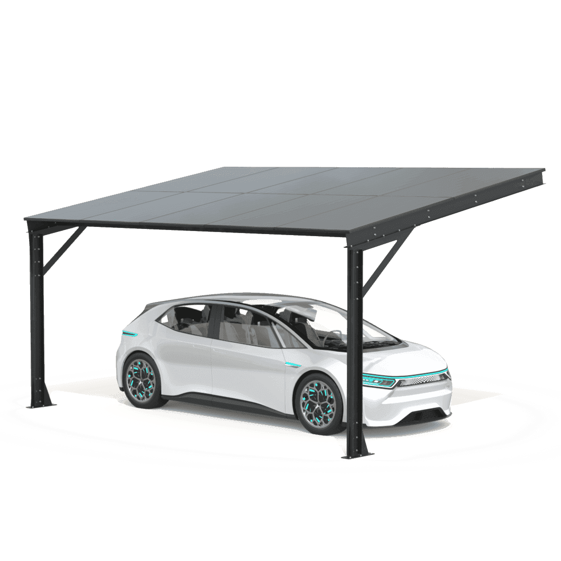 Carport cu panouri fotovoltaice MODEL07, 1 loc