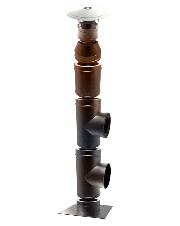 Coș de fum profesional Kaminhorn NERO 90G, 4m, 100 mm, 45° — imagine 4