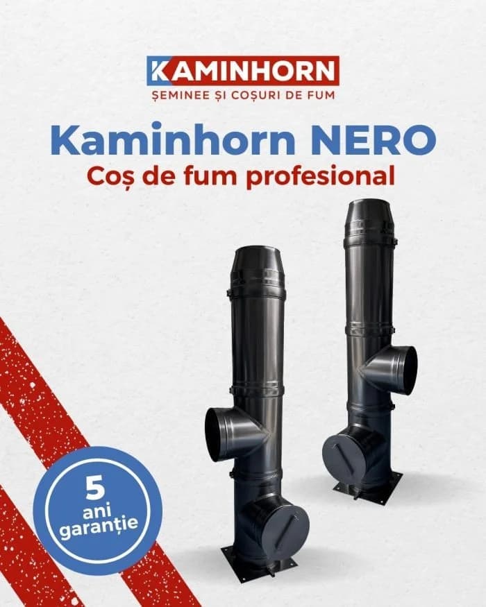 Coș de fum profesional Kaminhorn NERO 90G, 10m, 200 mm, 45°