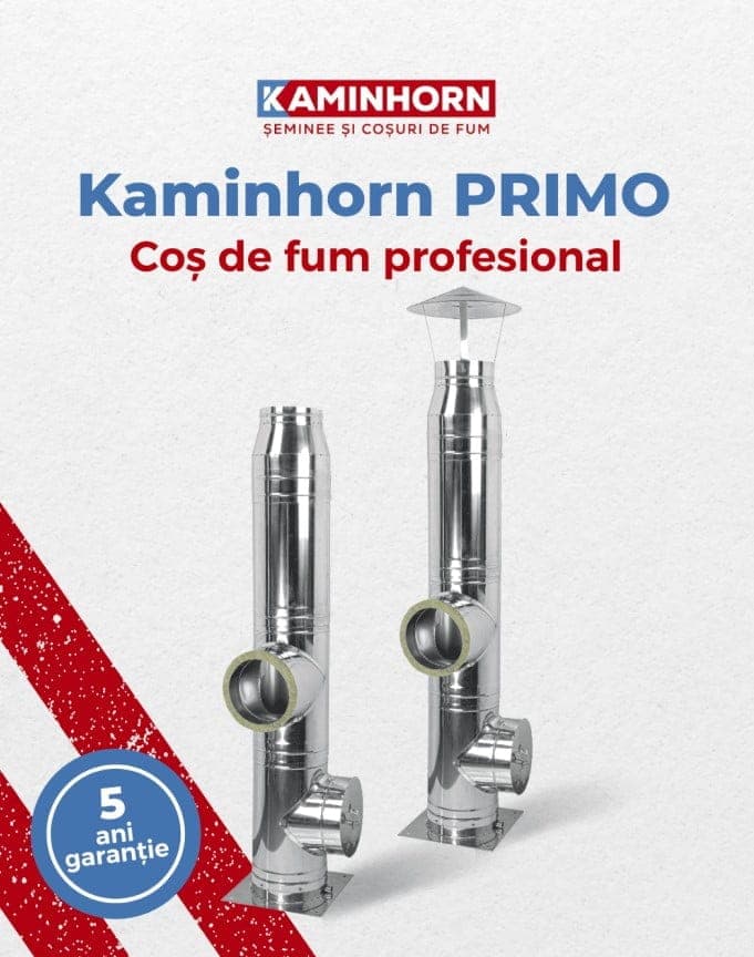 Cos de fum profesional Kaminhorn Primo, 8m, diametru 160 mm, 90°