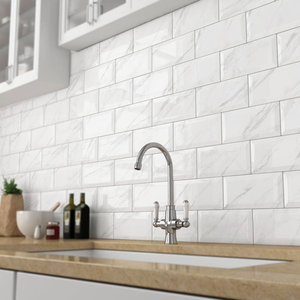 Faianta Carrara Light Bevelled Glossy, 10×20 cm — imagine 2