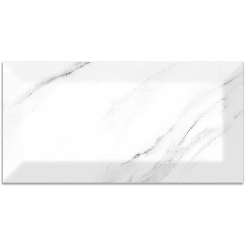 Faianta Carrara Light Bevelled Glossy, 10×20 cm