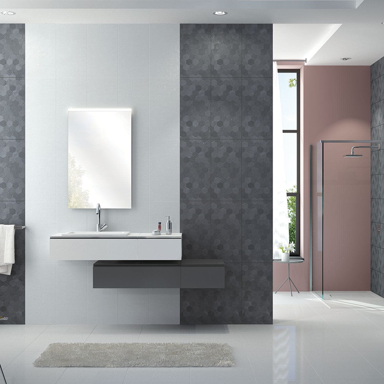 Faianta Grafen Hexagon Antracite, 30×60 cm — imagine 2