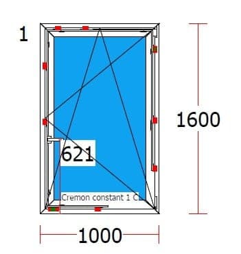 Fereastra PVC Barrier 100, 1000×1600 mm