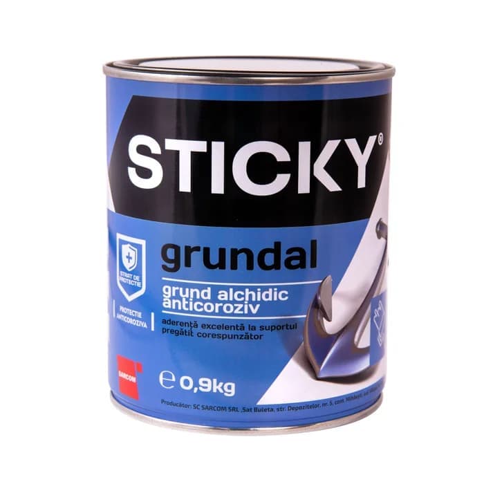 Grund pentru metal Sticky Grundal, interior/exterior, gri, 0.9 kg