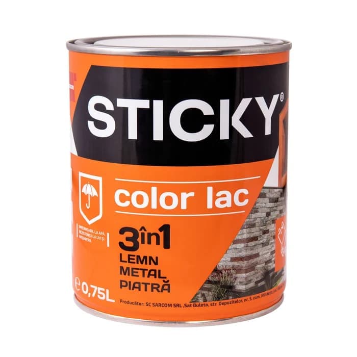 Lac pentru lemn Sticky, incolor, interior / exterior, 0.75 L