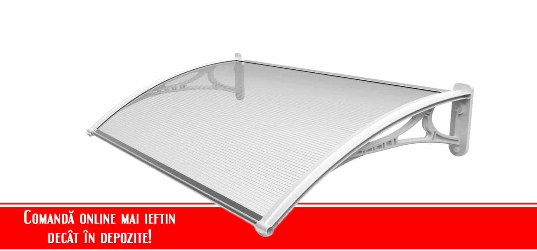 Marchiza fixa policarbonat transparent Brate albe/ Brate negre  1500×1000 mm — imagine 2