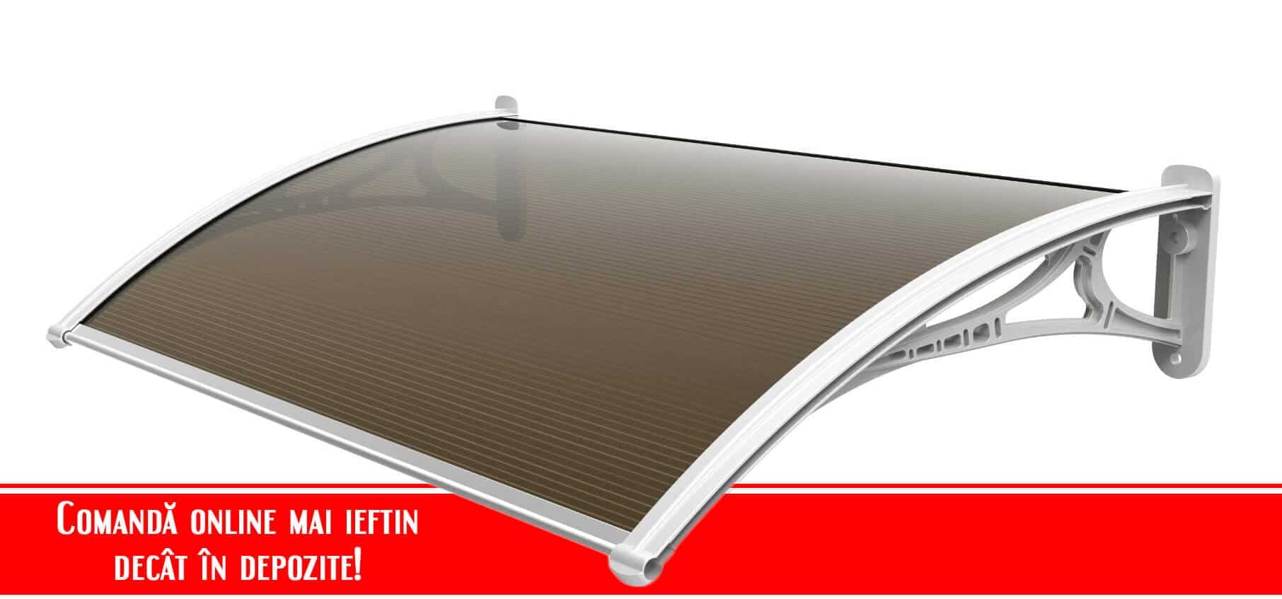 Marchiza fixa policarbonat transparent Brate albe/ Brate negre  1500×1000 mm — imagine 3