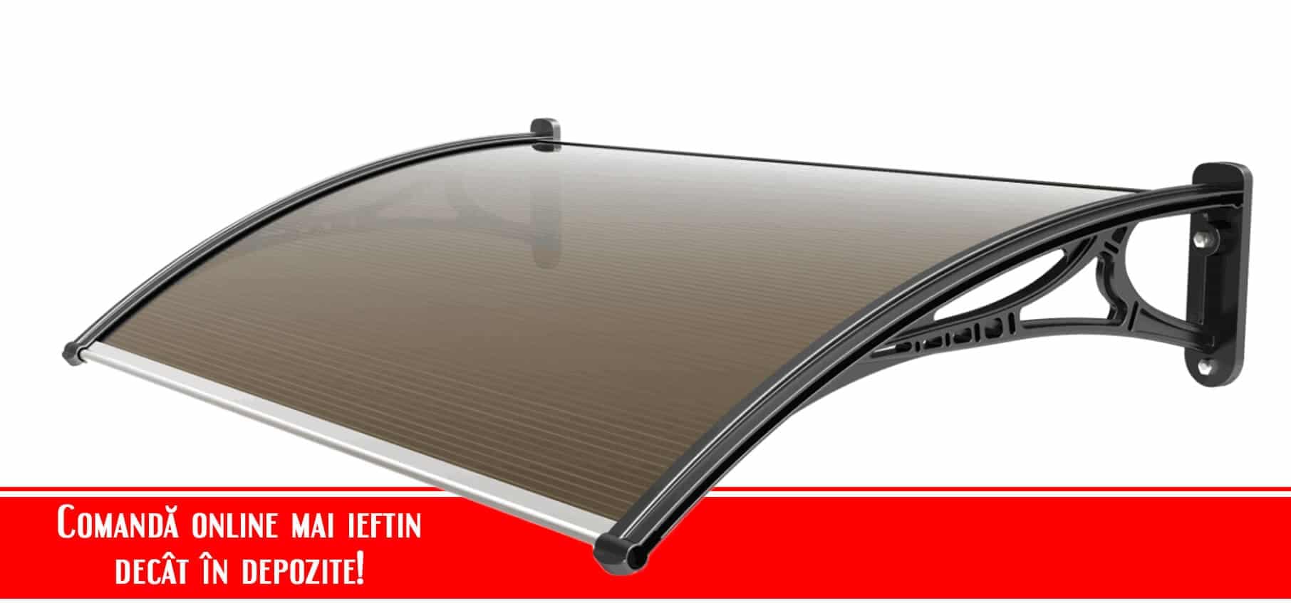 Marchiza fixa policarbonat transparent Brate albe/ Brate negre  1500×1000 mm — imagine 4