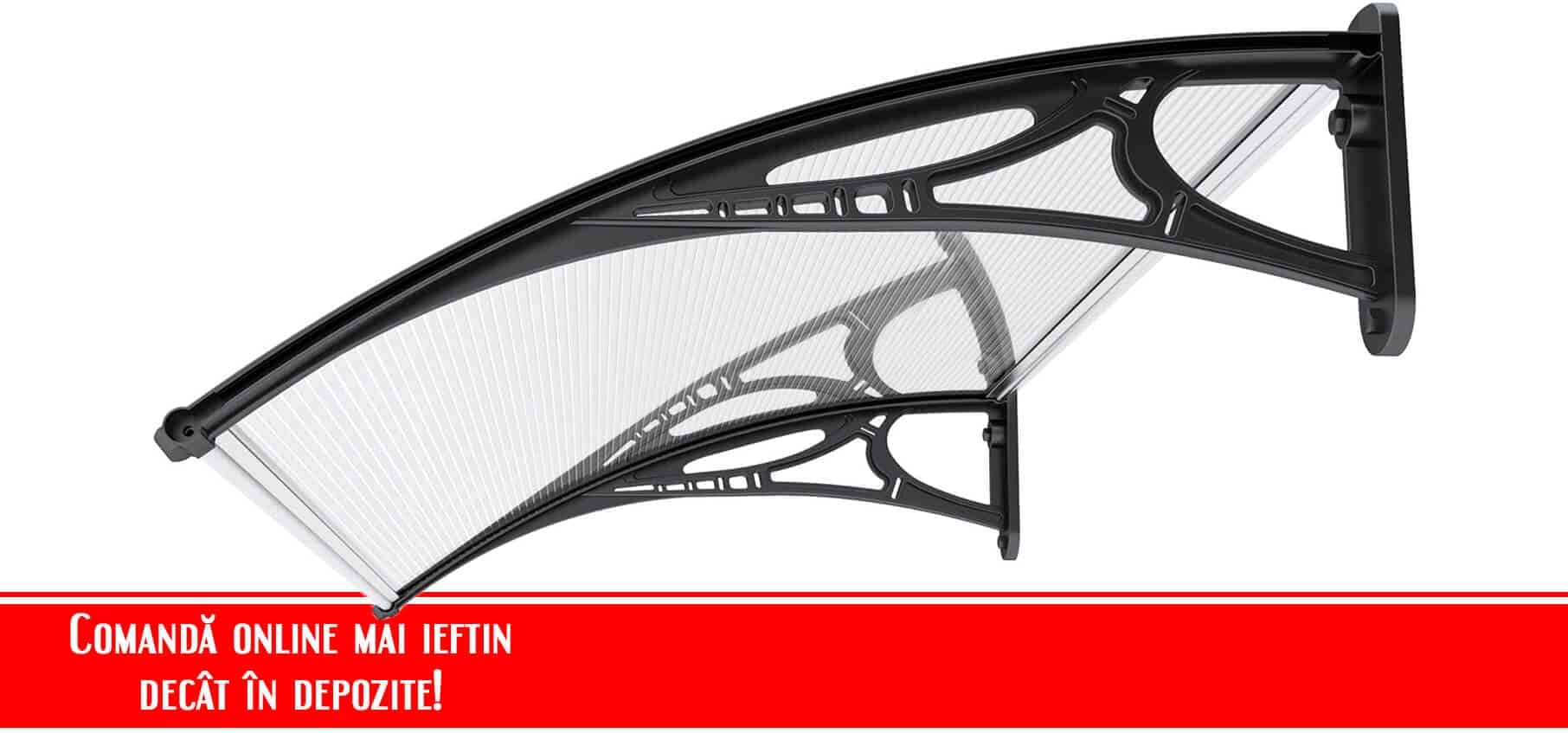 Marchiza fixa policarbonat transparent Brate albe/ Brate negre  1500×1000 mm