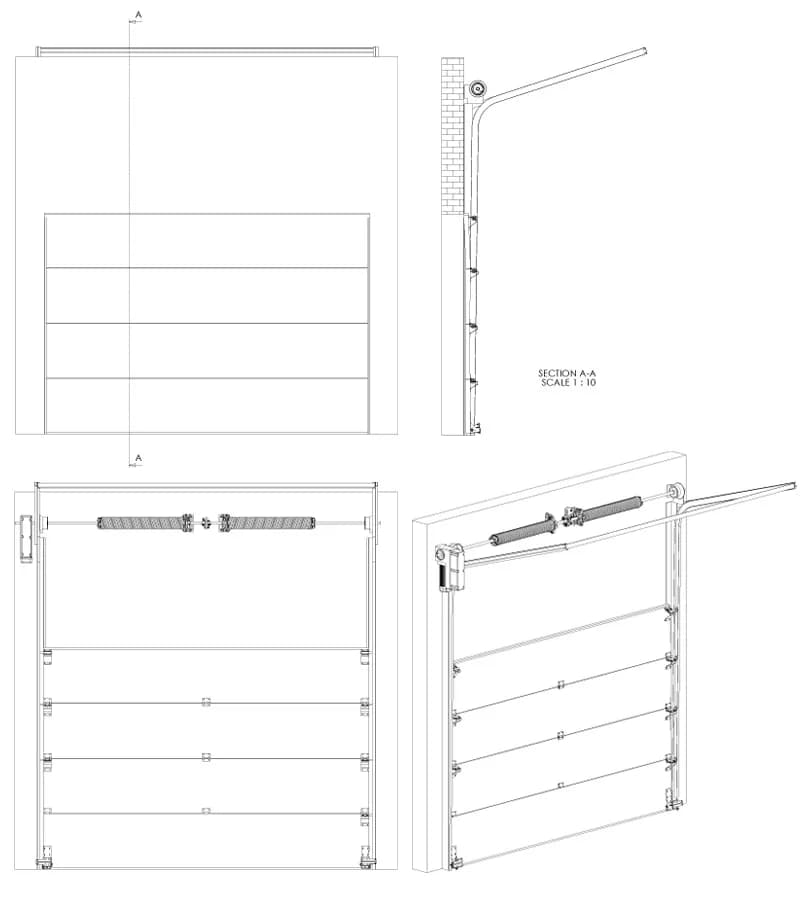 Sistem de culisare High Lift + Follow The Roof pentru usi industriale