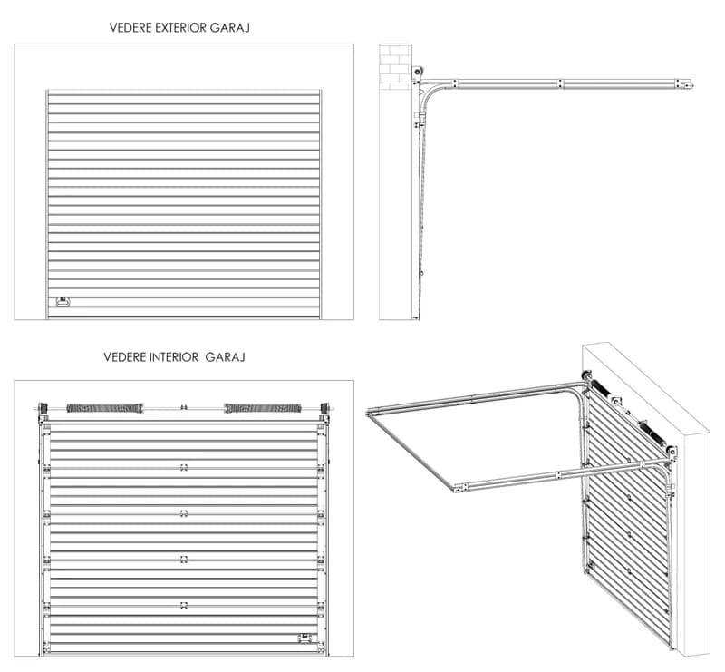 Sistem de culisare Low-Headroom-Front pentru usi industriale