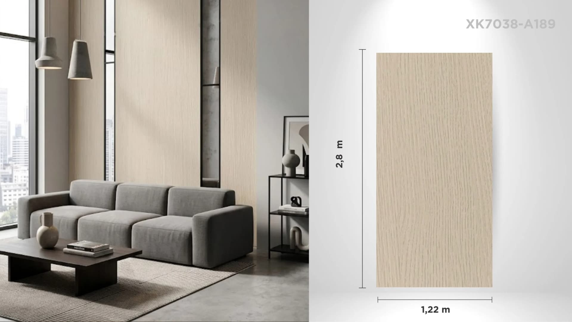 Panou decorativ de interior XK7038-A189, textură lemn