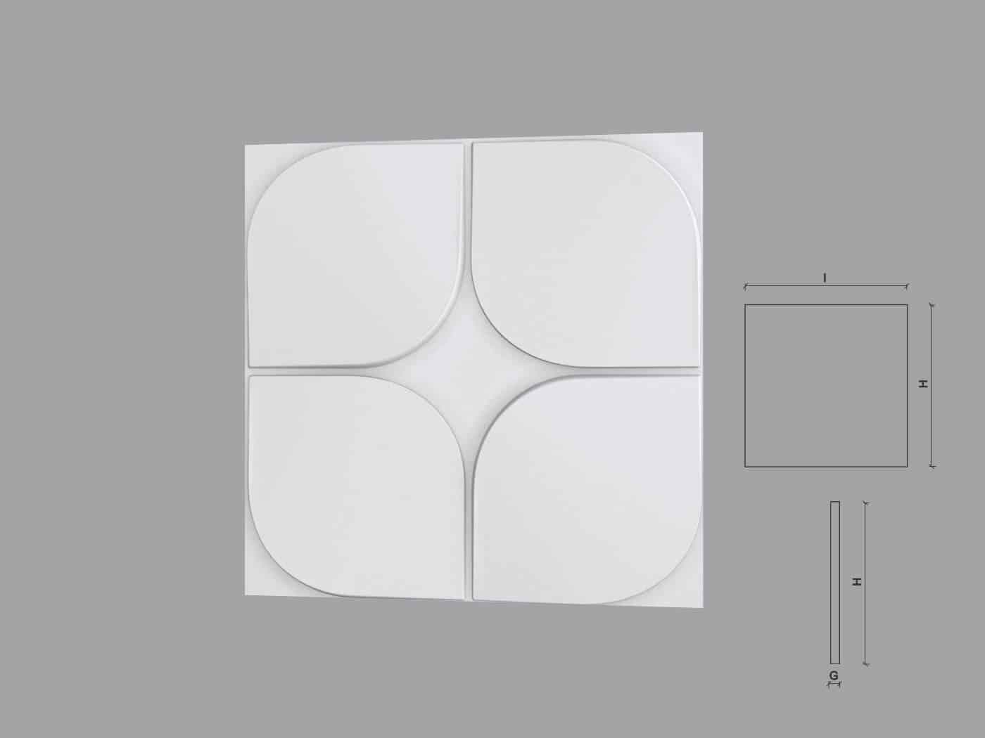 Panou Decorativ 3D din poliuretan model FLORES 600X600mm — imagine 1