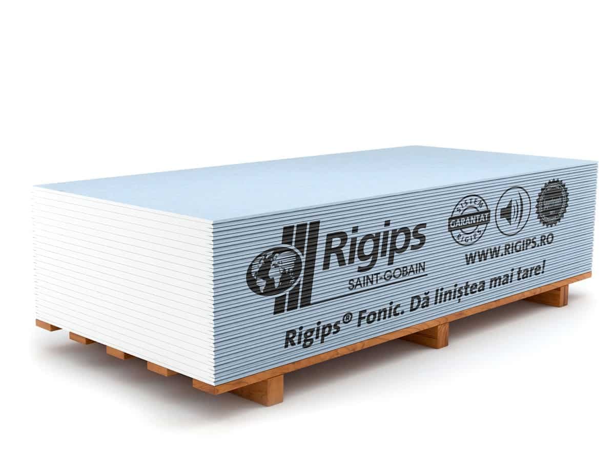 Placa gips carton tip D izolare acustica Rigips Fonic 12.5 x 1200 x 2600 mm