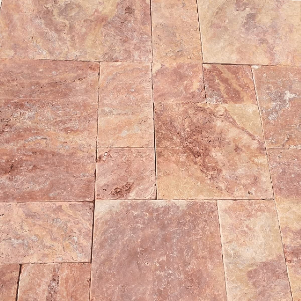 Placi Travertin Peach Blend Antichizat Pattern Set x 1.2 cm