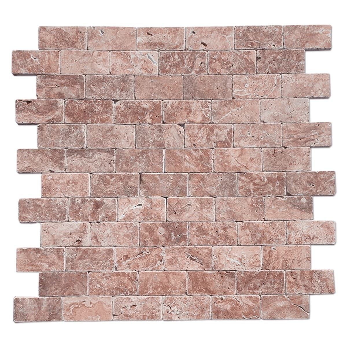 Placi Travertin Rouge Fleurs Antichizat 7.5 x 15 x 1 cm — imagine 2