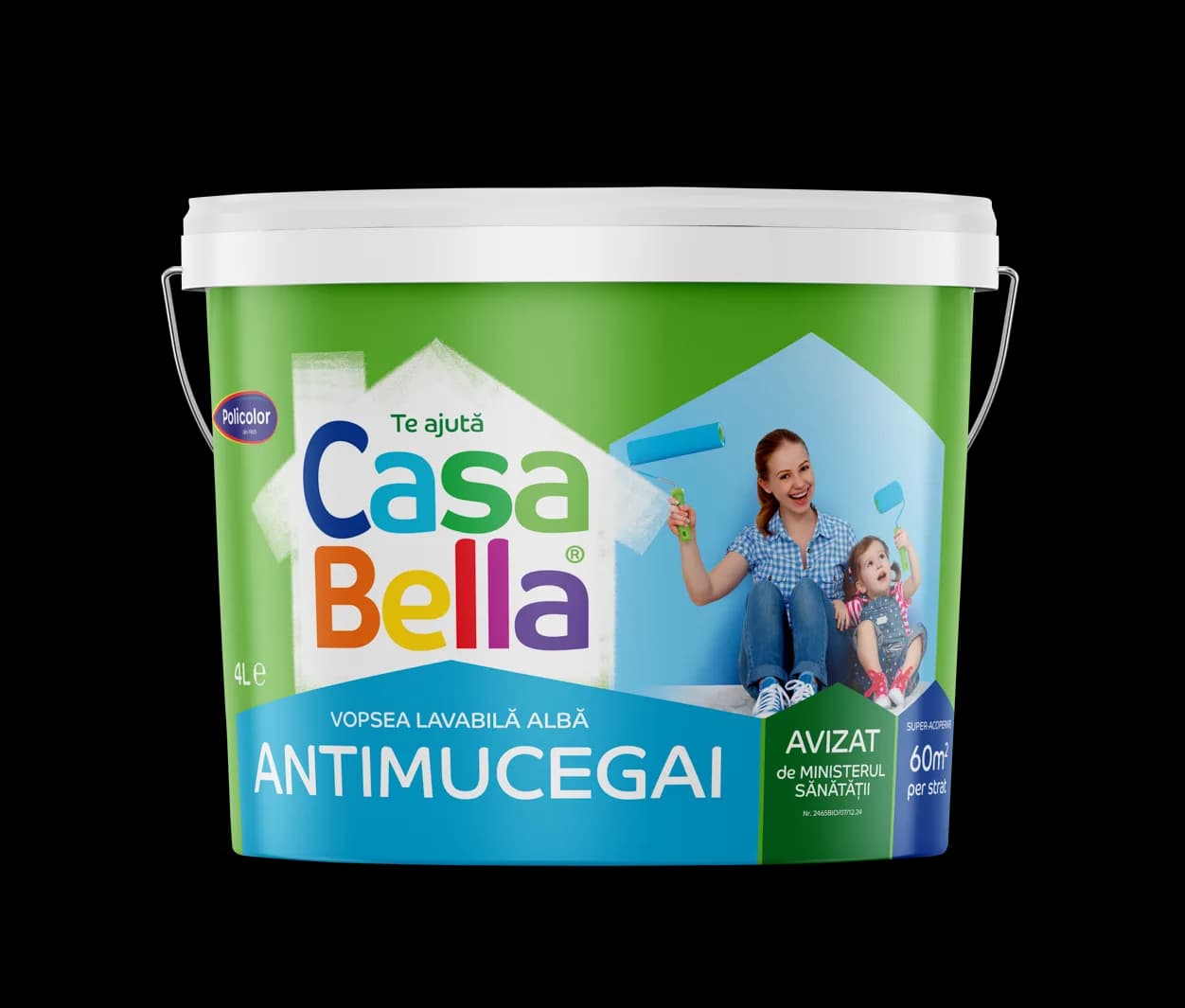 CasaBella vopsea lavabilă antimucegai albă pentru interior