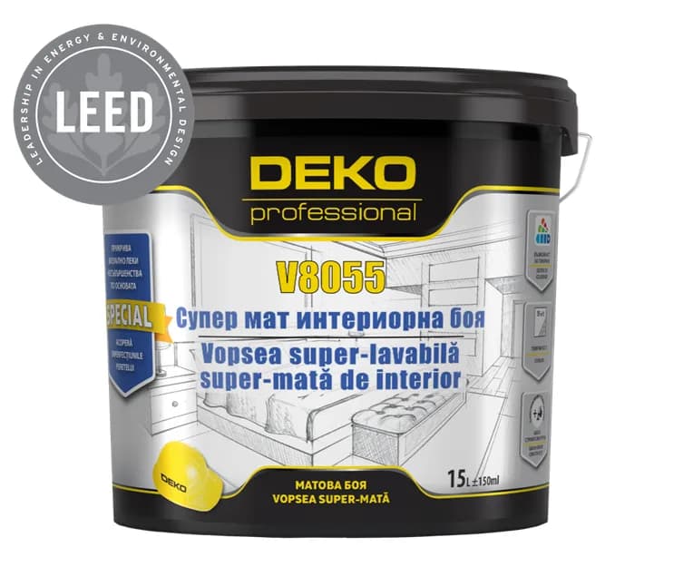 DEKO V8055 vopsea super-lavabilă super-mată de interior