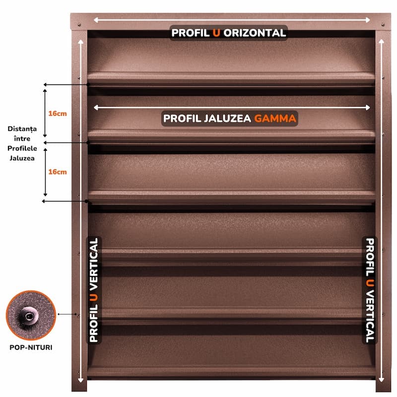 Profil Gard Jaluzele TPS GAMMA Maro Ciocolata Mat, 0.45mm — imagine 2