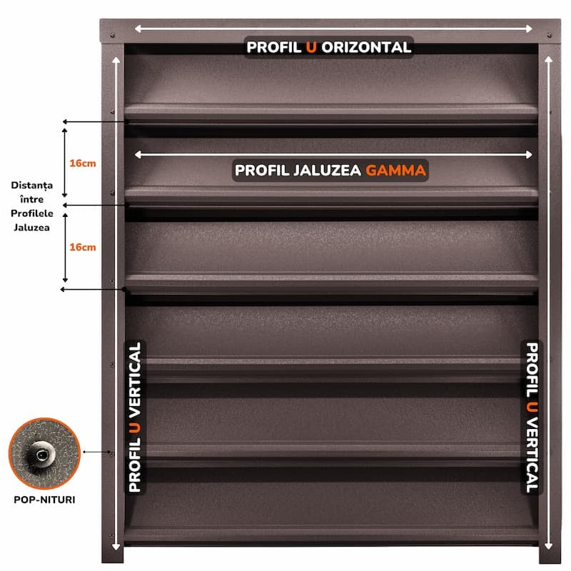 Profil Gard Jaluzele TPS GAMMA Maro Espresso Mat, 0.45mm — imagine 2