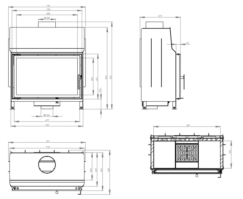 Șemineu Hitze STMA68x43.S 12,5 kW Kaminhorn — imagine 4