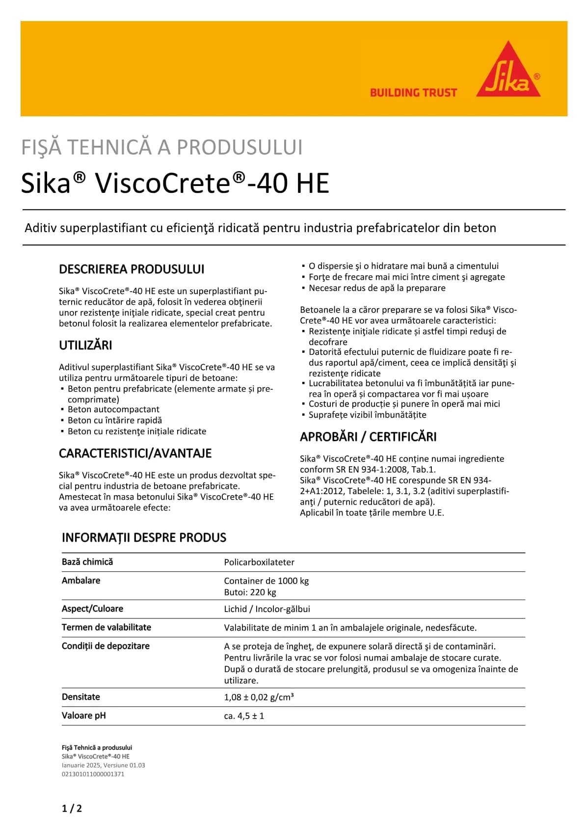 Sika® ViscoCrete®-40 HE