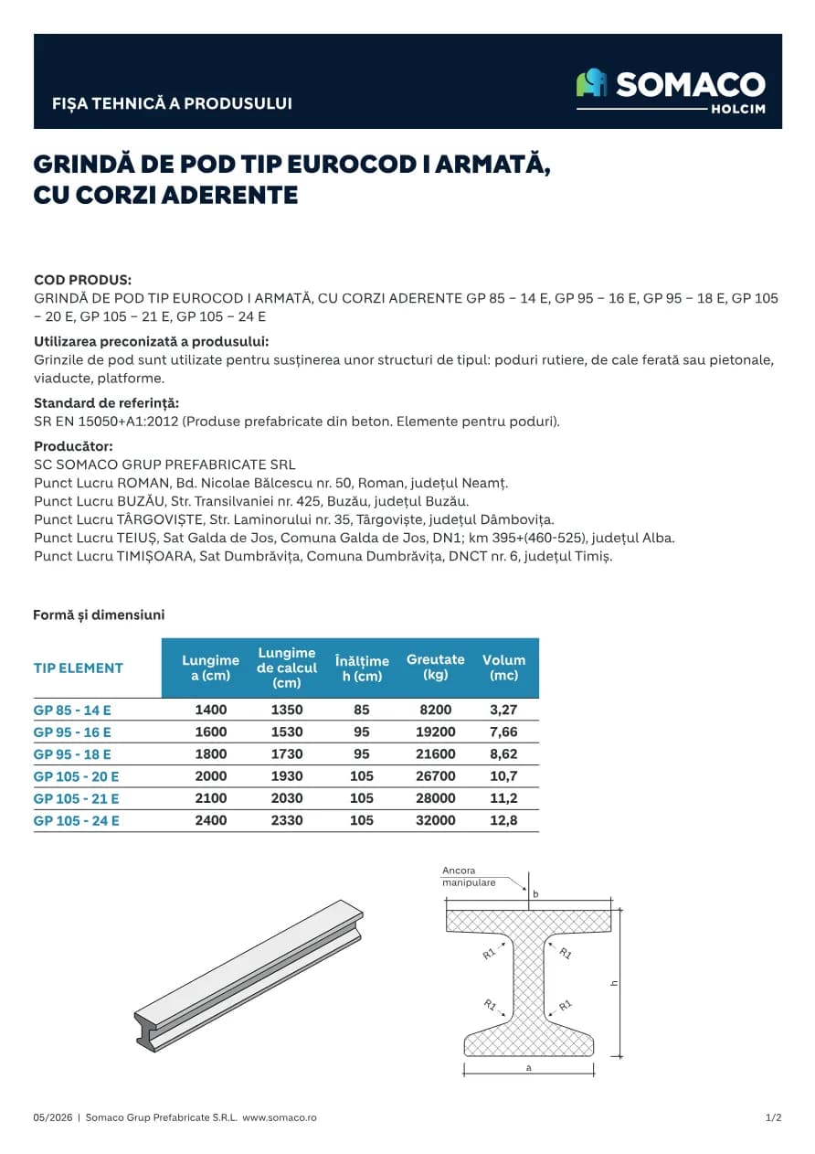 Somaco GRINZI DE POD TIP EUROCOD I