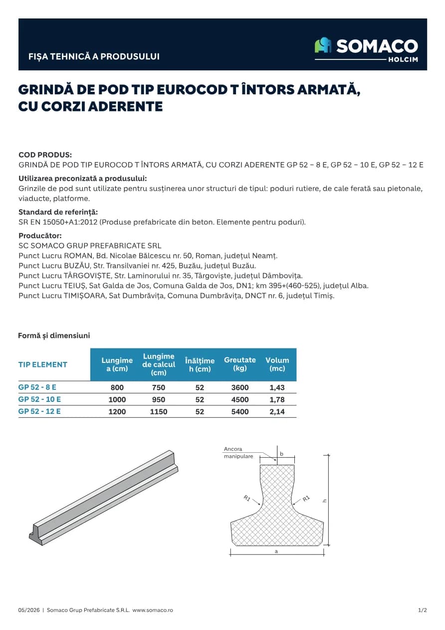 Somaco GRINZI DE POD TIP EUROCOD T INTORS