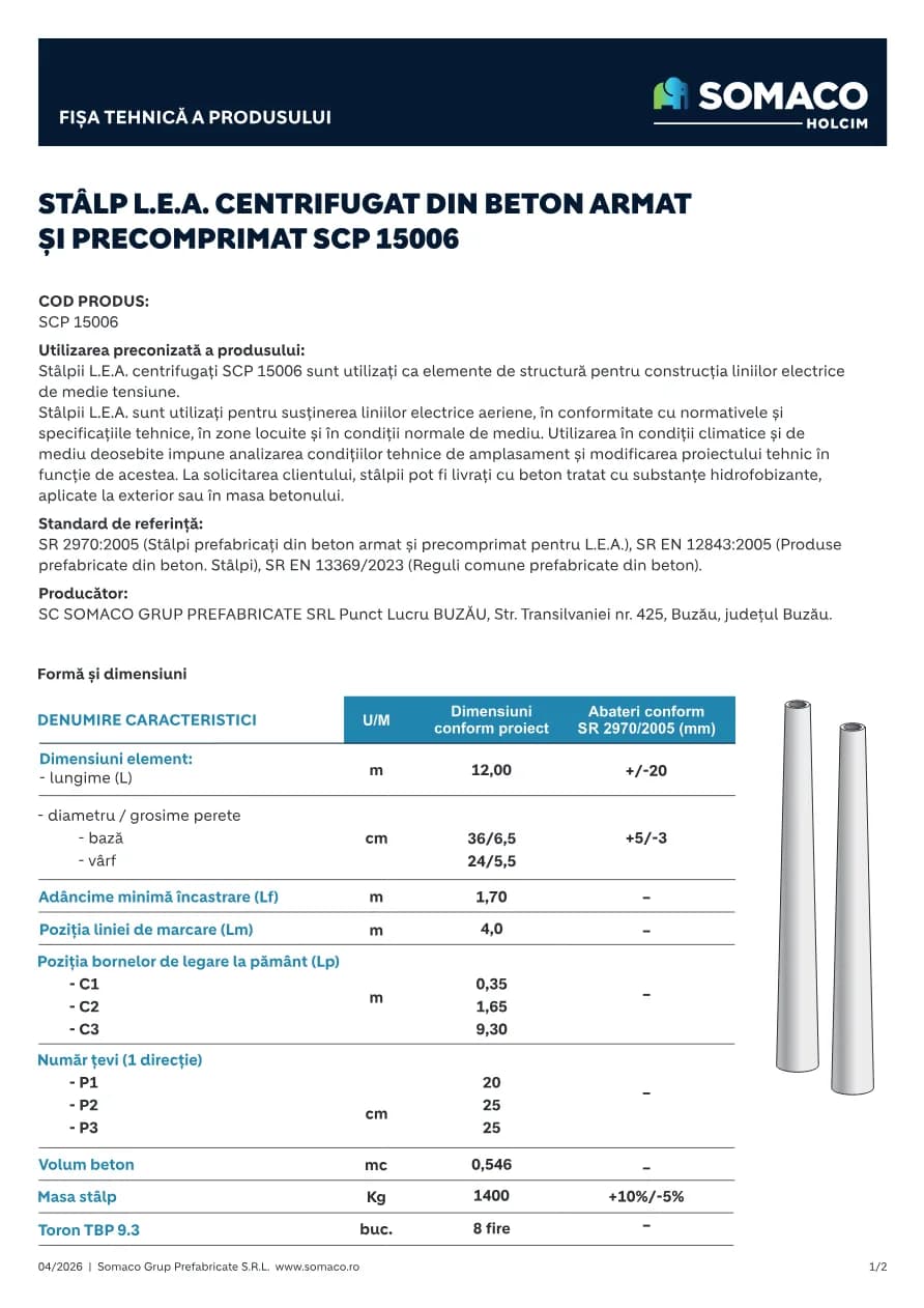 Somaco Stalpi LEA SCP 15006