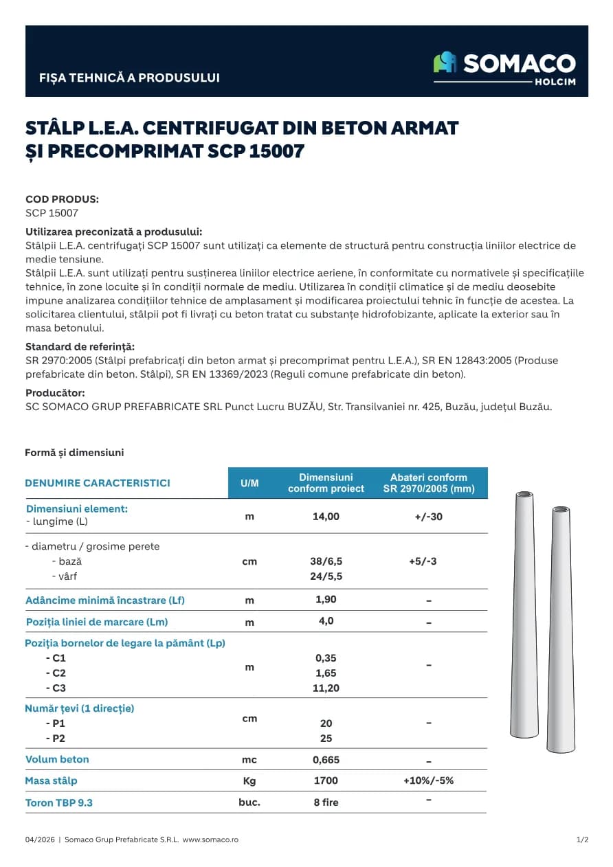 Somaco Stalpi LEA SCP 15007