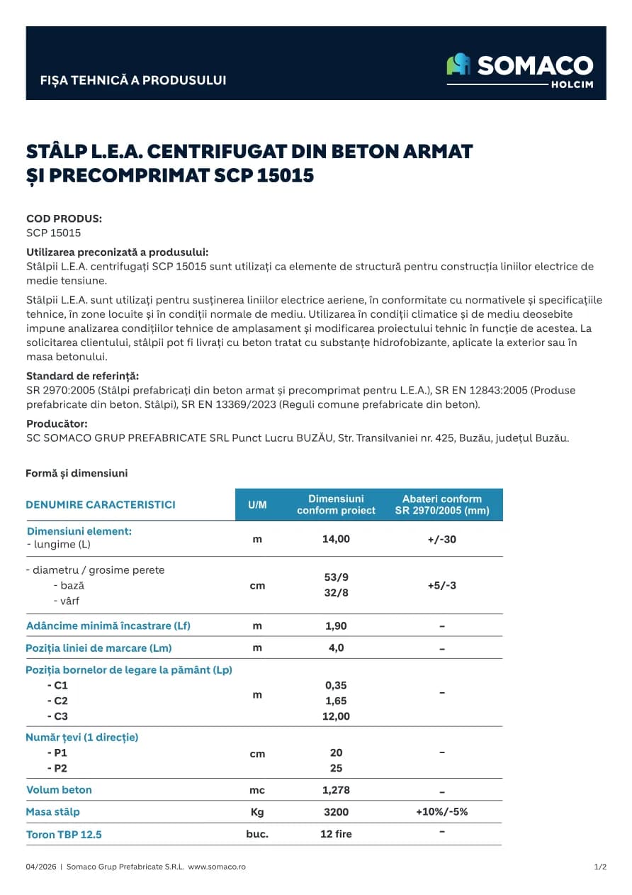 Somaco Stalpi LEA SCP 15015