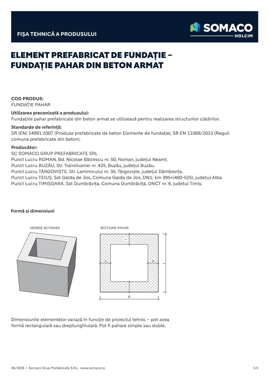 Somaco Structuri Fundatie pahar
