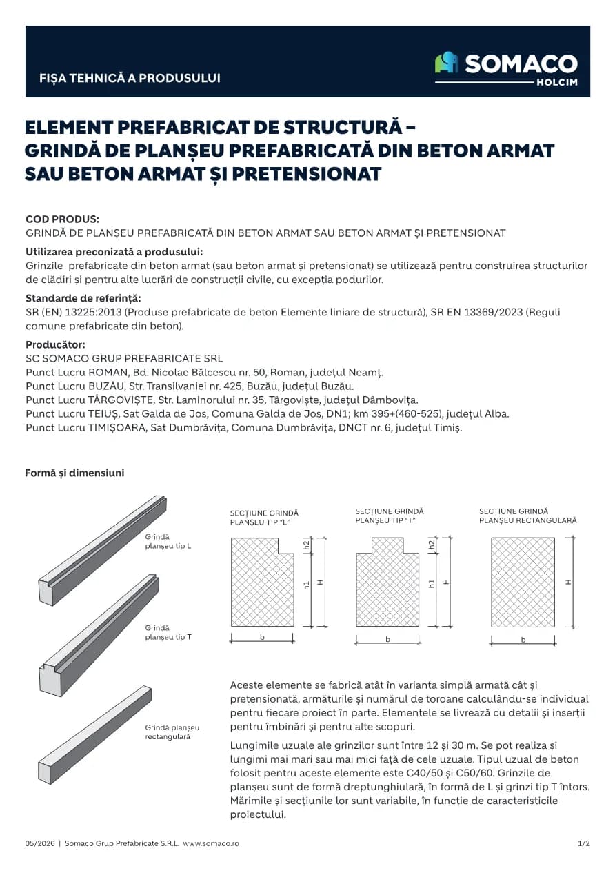 Somaco Structuri Grinda Planseu