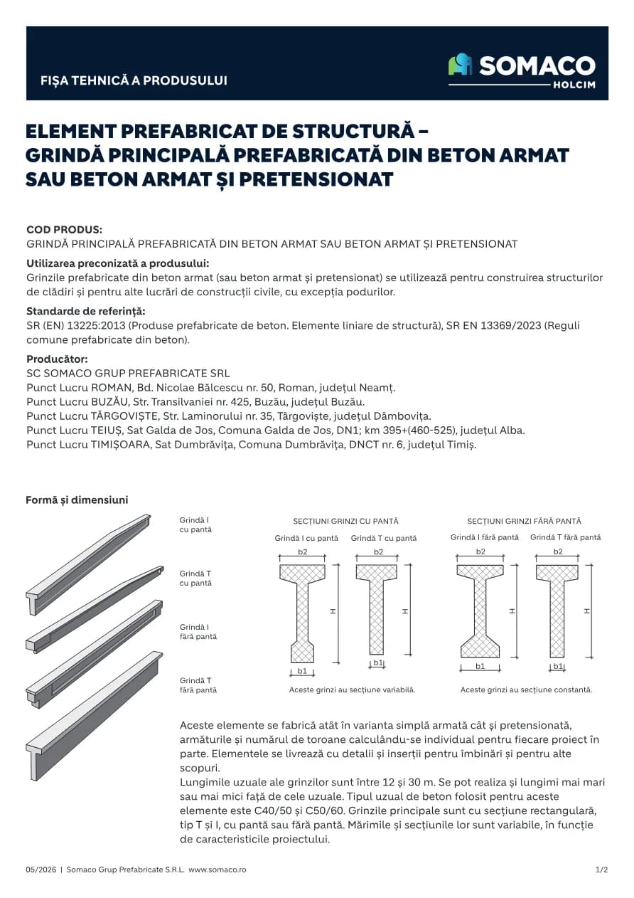 Somaco Structuri Grinda Principala