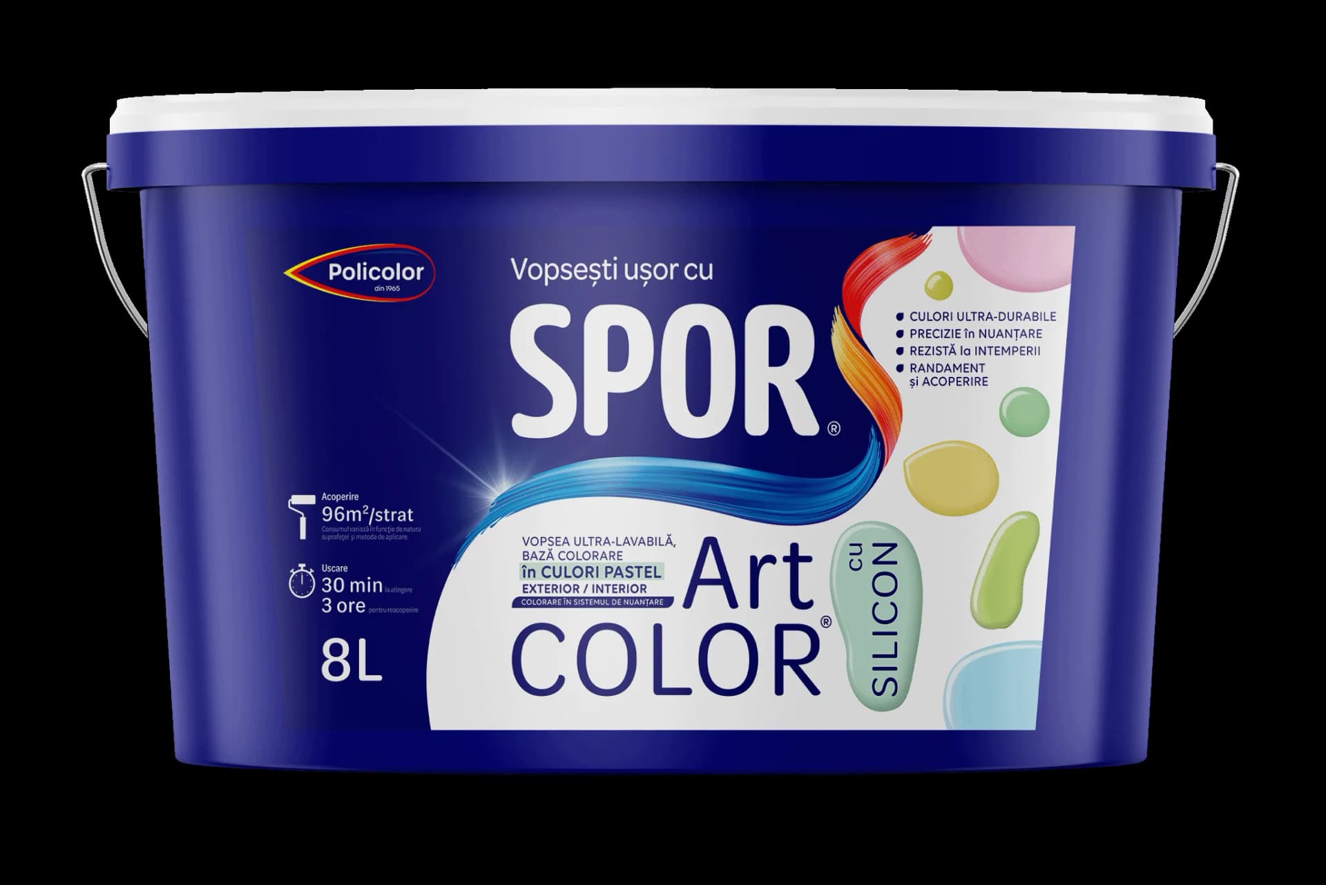 SPOR Art Color PASTEL pentru exterior si interior cu Silicon