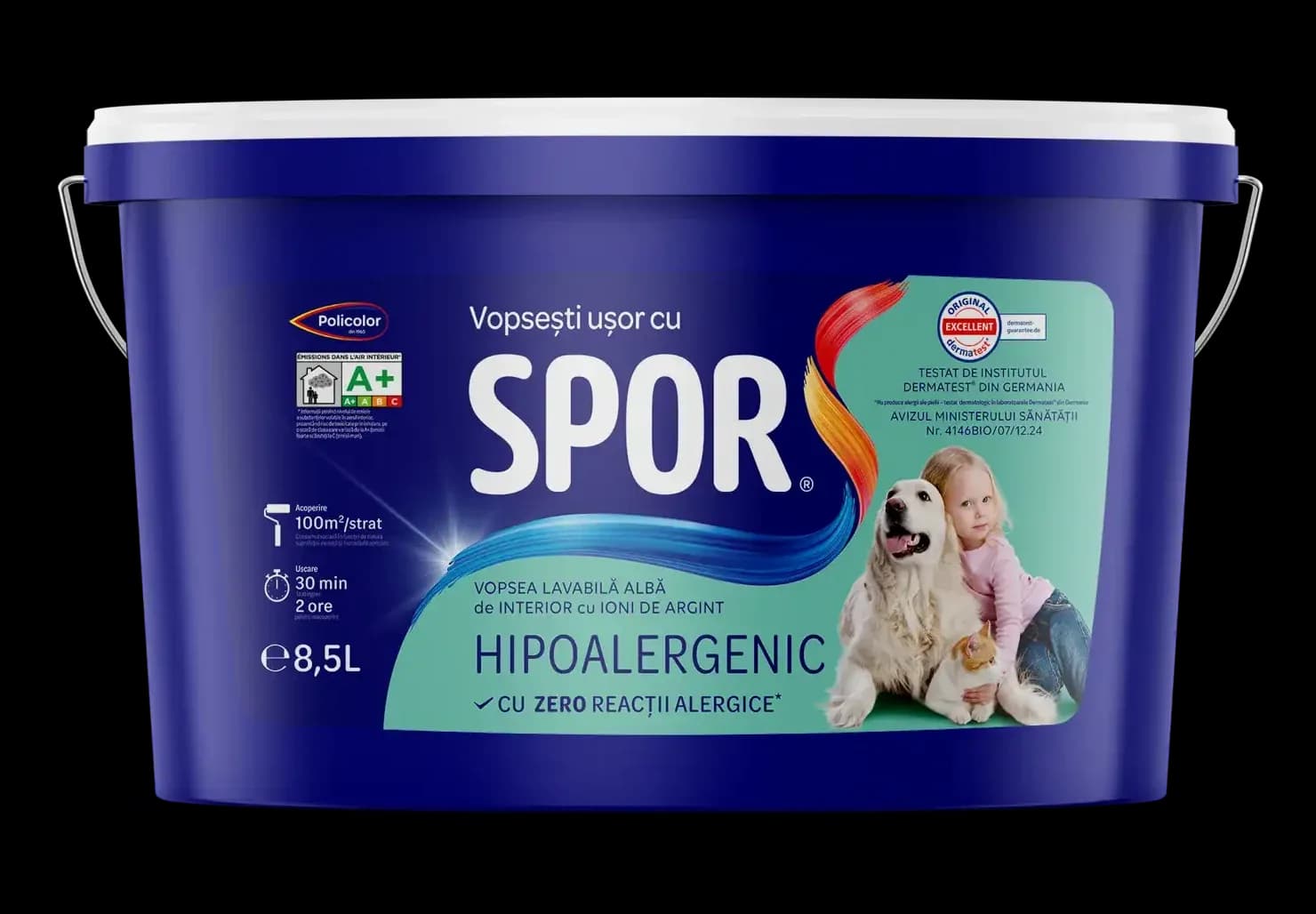 SPOR HIPOALERGENIC vopsea lavabilă de interior cu ioni de argint