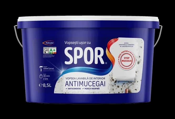 SPOR vopsea lavabilă de interior Antimucegai