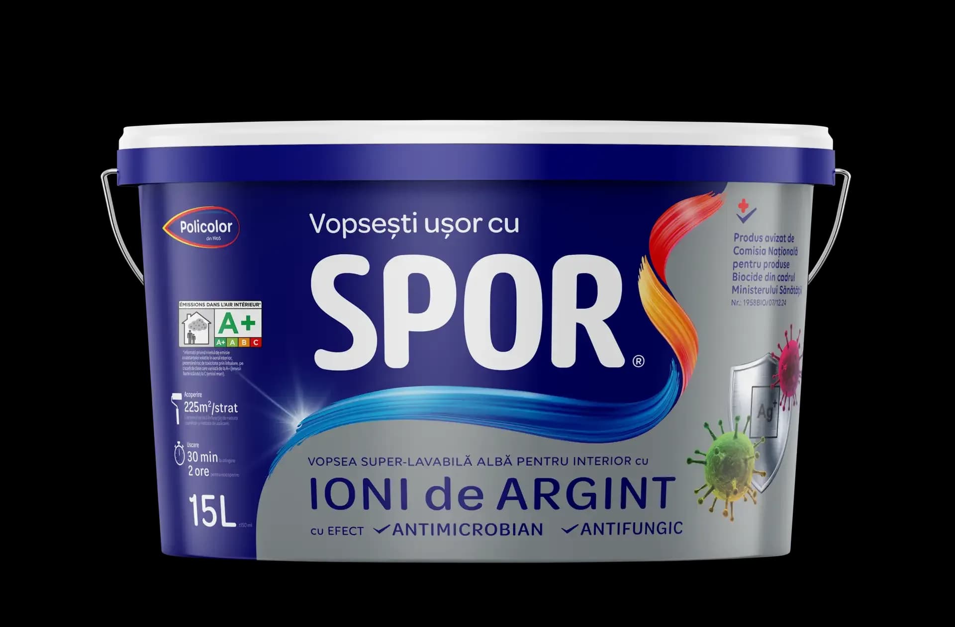 SPOR vopsea super-lavabilă pentru interior cu ioni de argint