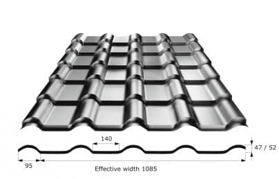 Tigla metalica 0.45 Grosime Mat, Omega 15 — imagine 1
