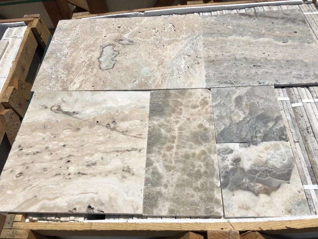 Travertin French pattern onyx tumbled 1.2cm