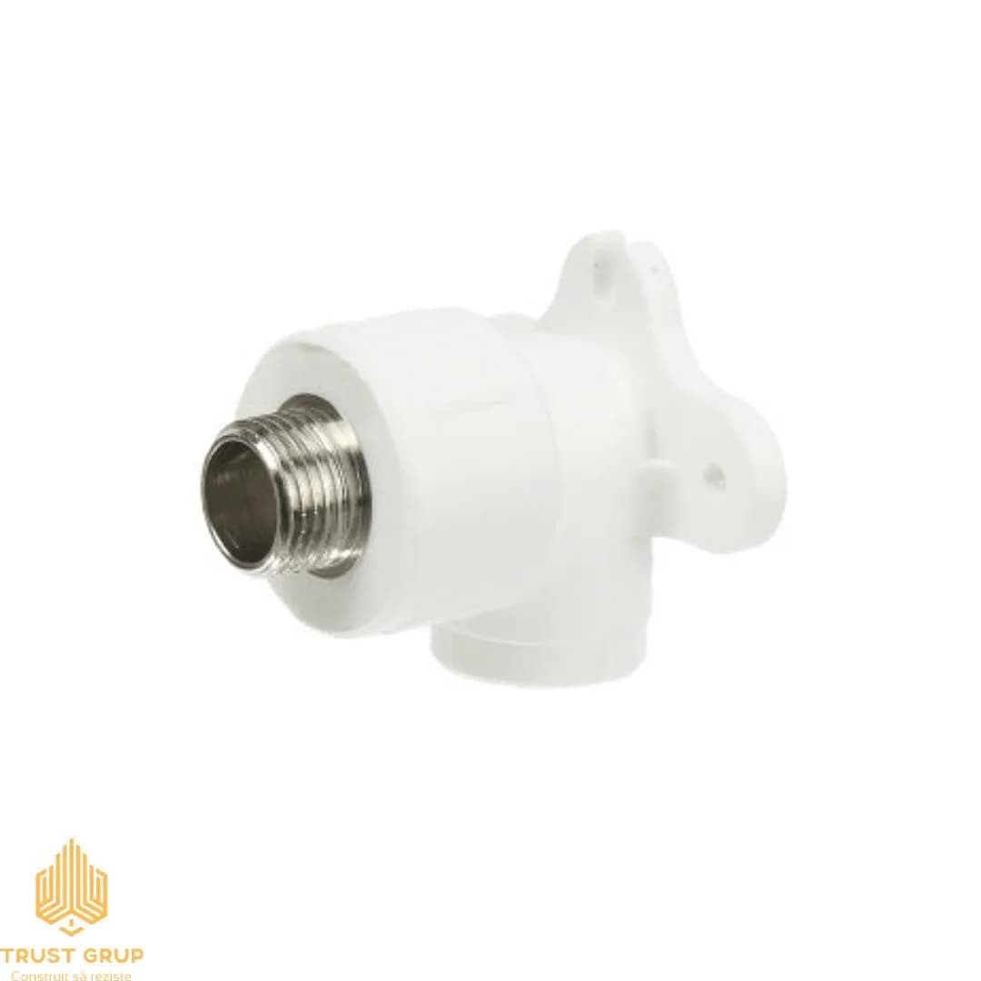 Cot racord cu suport M 20×1/2″ alb PPR (10)