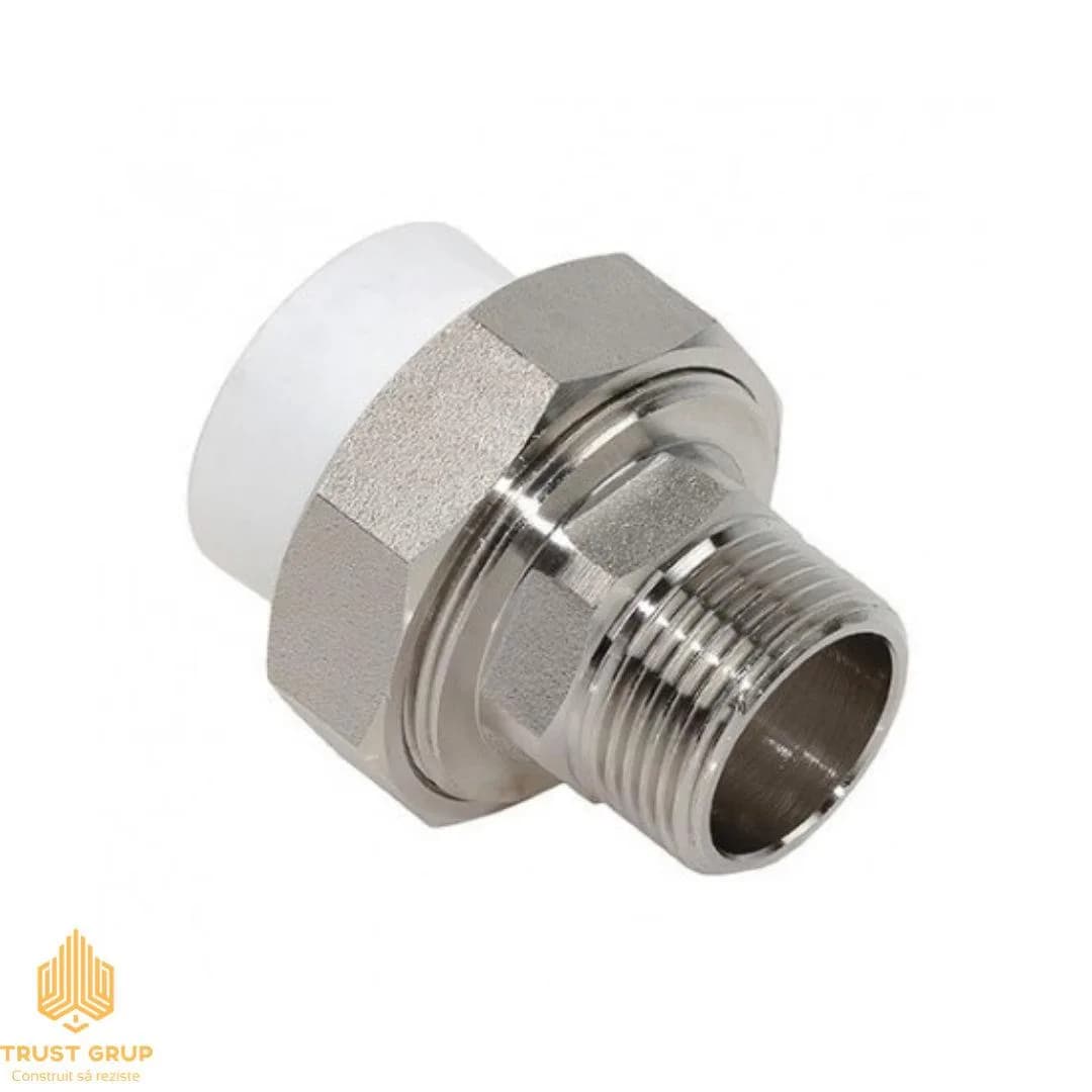 Racord olandez M 20×1/2″ alb PPR (50/350)